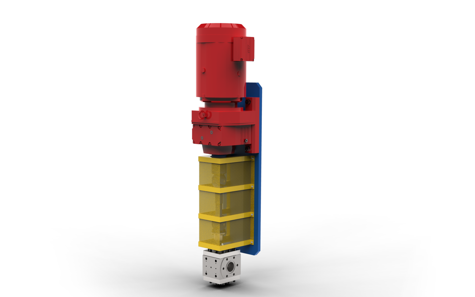 Bomba de fusión con eje cardán, caja de engranajes y motor en instalación en fila vertical